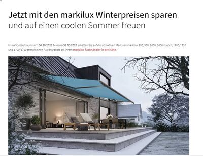 Jirmann Sonnenschutzsysteme - Markilux Winteraktion 2025